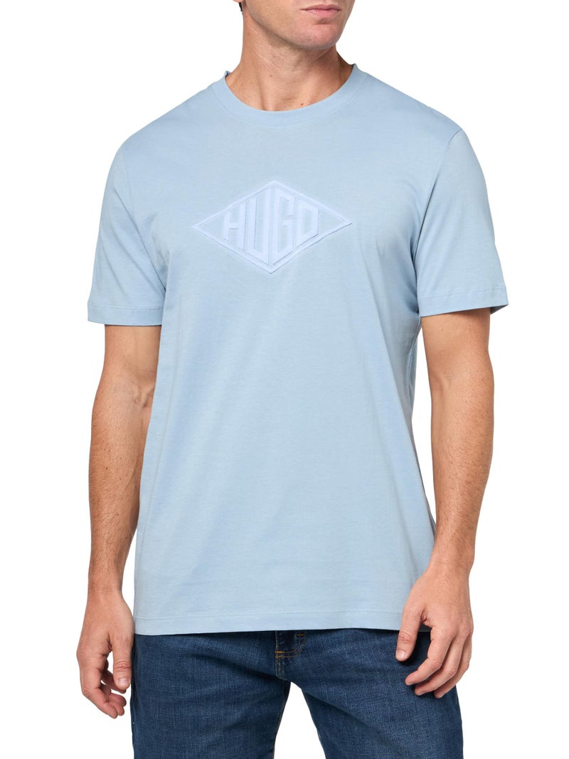 HUGO Textured Retro Logo Cotton TShirt dust Blue L