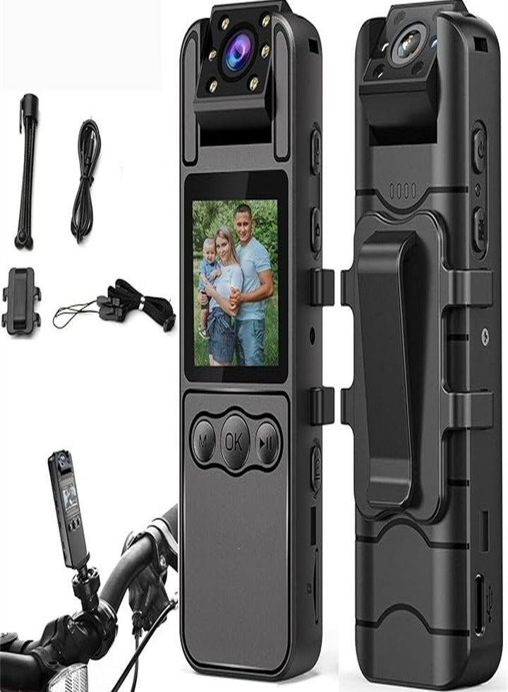 Mini Body Worn Camera with Audio and Video Recording, Portable 1080P HD Camera with 128GB Card, 180° Rotating Lens, Night Vision, Small Personal Body Worn Camera, Camera - Image 1