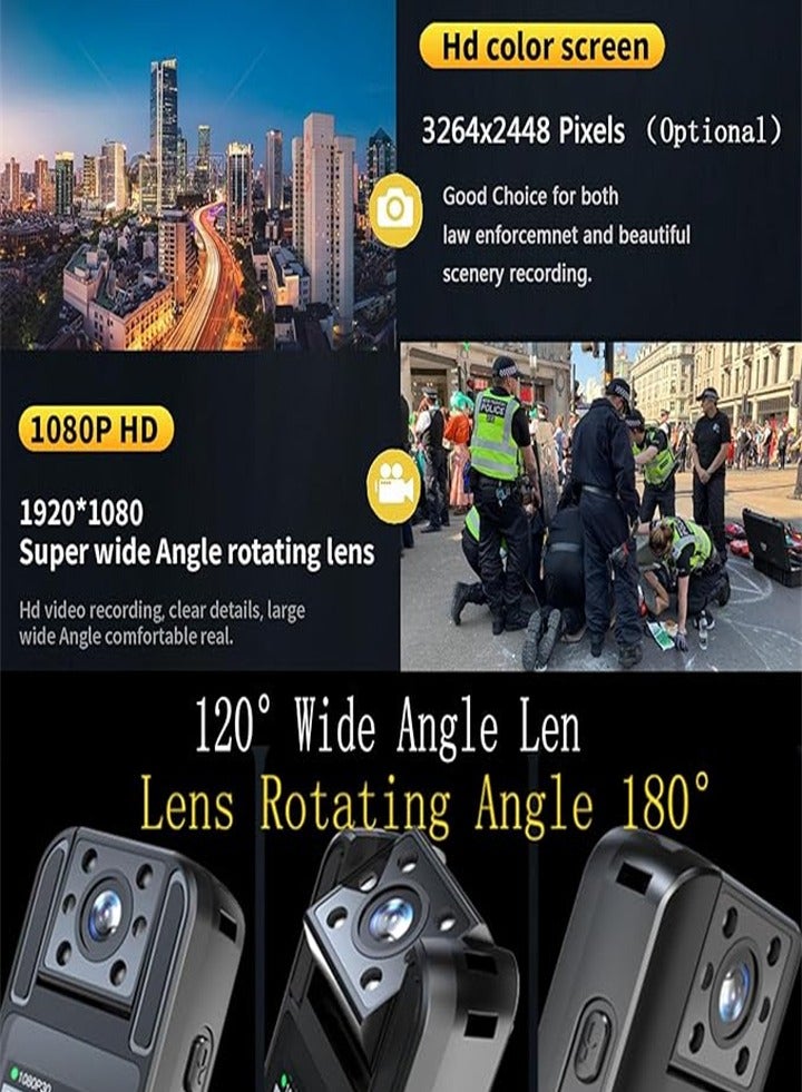 Mini Body Worn Camera with Audio and Video Recording, Portable 1080P HD Camera with 128GB Card, 180° Rotating Lens, Night Vision, Small Personal Body Worn Camera, Camera - Image 3