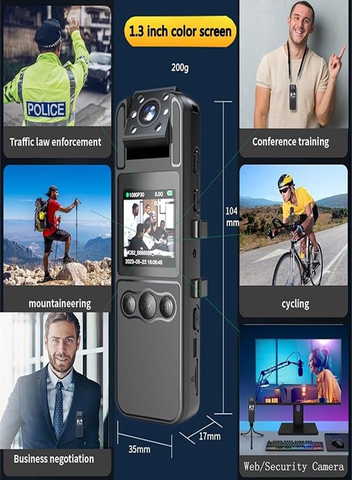 Mini Body Worn Camera with Audio and Video Recording, Portable 1080P HD Camera with 128GB Card, 180° Rotating Lens, Night Vision, Small Personal Body Worn Camera, Camera - Image 2