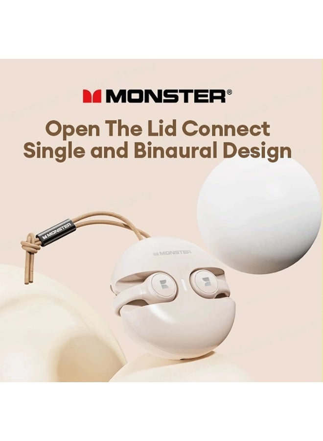 Monster Ear Clip Bluetooth Headset – Bluetooth 5.3, Seamless Connectivity, Hifi Sound Wireless Earbuds, & 22+hr Battery Life, Beige - Image 3