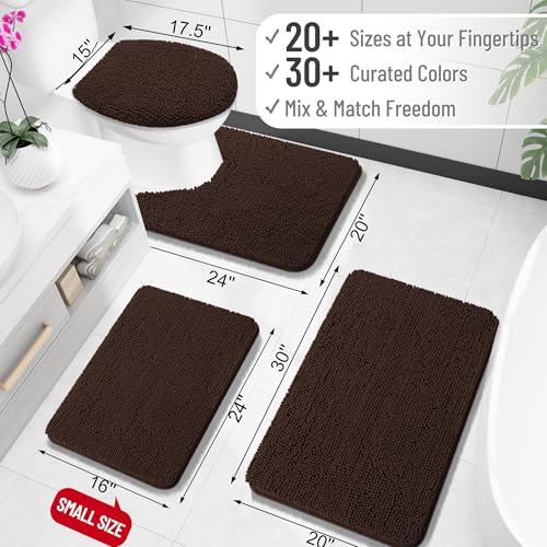 OLANLY Bathroom Rugs 24x16, Extra Soft Absorbent Chenille Bath Rugs, Rubber Backing Quick Dry, Machine Washable Bath Mats for Bathroom Floor, Tub and Shower, Home Decor Accessories, Brown - Image 2