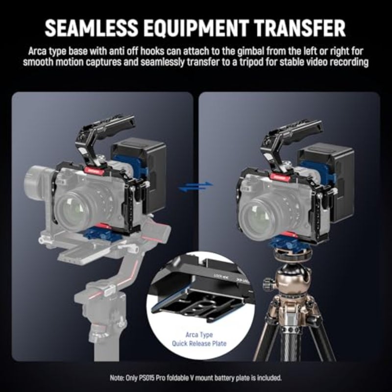 V Mount Battery Plate for Camera Cage and Video Rig: Aluminum, Black, Foldable Arca-Type Quick Release Compatibility with DJI RS4 RS3 Gimbal - Image 5