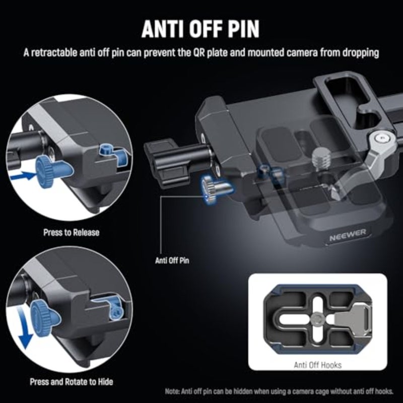 V Mount Battery Plate for Camera Cage and Video Rig: Aluminum, Black, Foldable Arca-Type Quick Release Compatibility with DJI RS4 RS3 Gimbal - Image 4