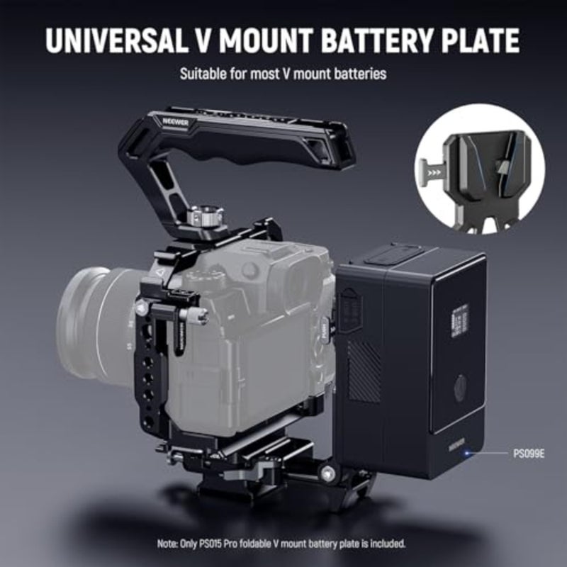 V Mount Battery Plate for Camera Cage and Video Rig: Aluminum, Black, Foldable Arca-Type Quick Release Compatibility with DJI RS4 RS3 Gimbal - Image 2