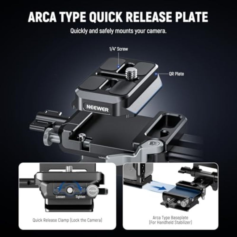 V Mount Battery Plate for Camera Cage and Video Rig: Aluminum, Black, Foldable Arca-Type Quick Release Compatibility with DJI RS4 RS3 Gimbal - Image 3