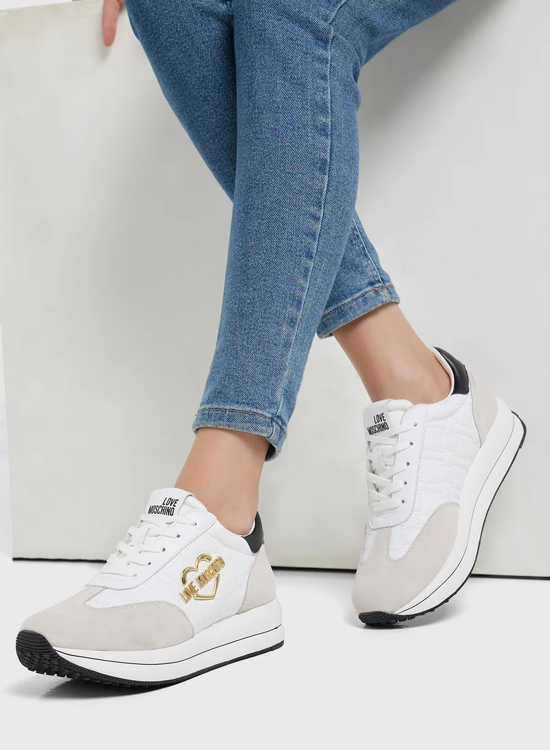 Love Moschino Lace Up Low Top Sneakers