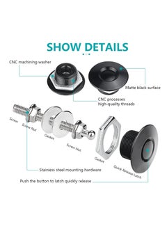 SYOSI Quick Latch Hood Pins, Quick Release Lock Latch Bumper, Bumper Quick Release Latch Fastener Push Button Bonnet 1.25 inch Universal Aluminum Vehicle Quick Latch Hood Pins Locking  - Image 4