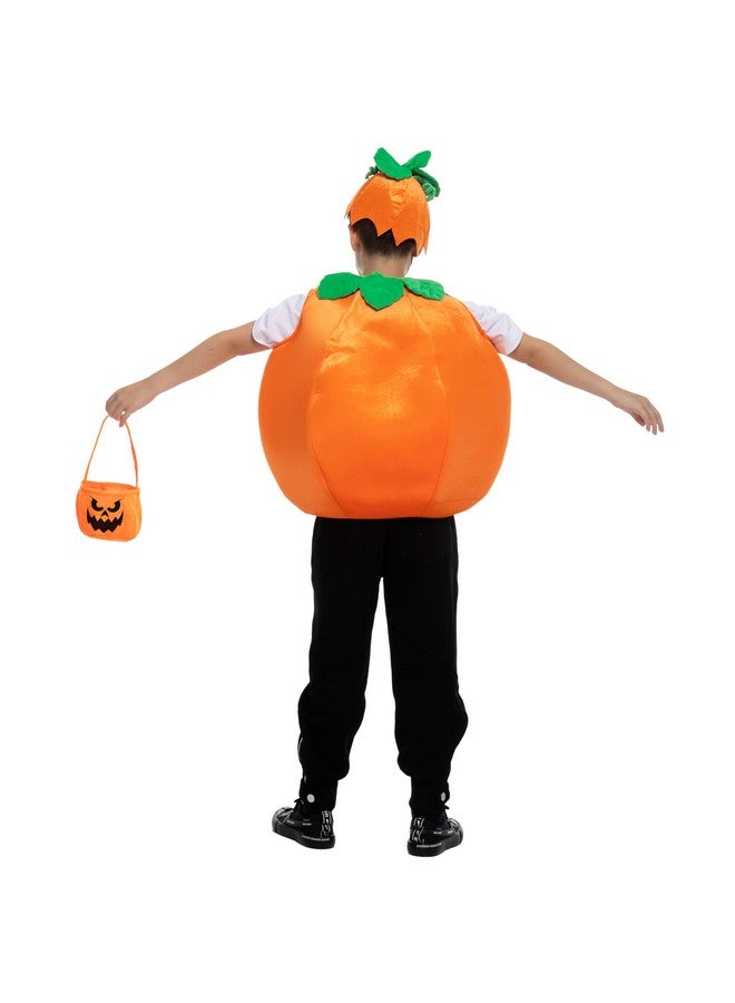 Halloween Kids Wicked Pumpkin Costume Unisex With Basket For Child Halloween Dress Up, Pumpkin Themed Party (3T (3-4 Yrs))