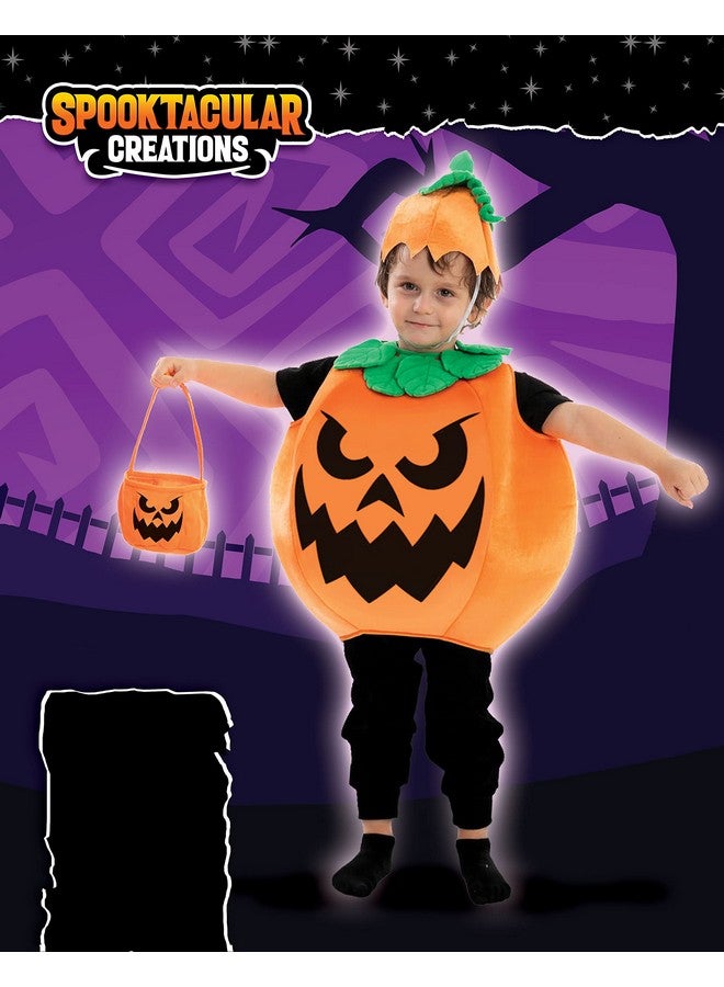 Halloween Kids Wicked Pumpkin Costume Unisex With Basket For Child Halloween Dress Up, Pumpkin Themed Party (3T (3-4 Yrs))