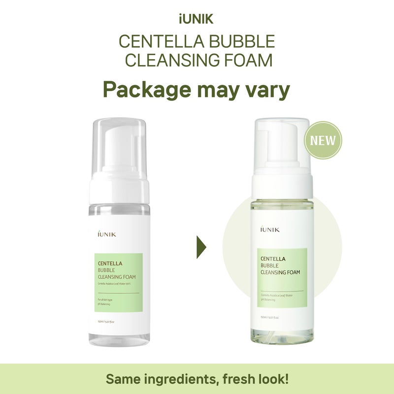 IUNIK Centella Bubble Foaming Vegan Facial Cleanser - 69% Centella Asiatica Extract, Soothing, Moisturizing, Exfoliating, Removes Pore Blackheads, Whiteheads, 5.07 Fl Oz - Image 2