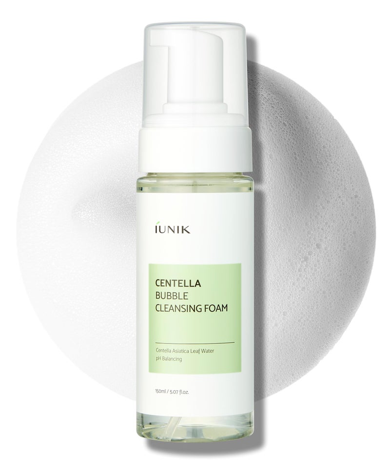 IUNIK Centella Bubble Foaming Vegan Facial Cleanser - 69% Centella Asiatica Extract, Soothing, Moisturizing, Exfoliating, Removes Pore Blackheads, Whiteheads, 5.07 Fl Oz - Image 1