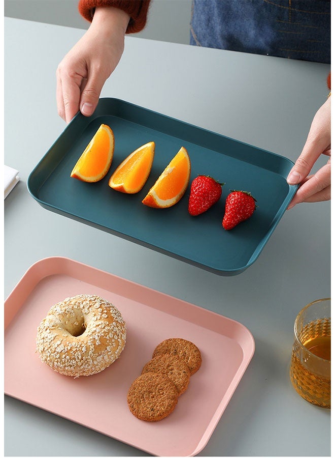 3 Pack Plastic Food Trays, Rectangular Plastic Serving Trays, Fast Food Trays, Stackable Serving Platter Set, Colorful Restaurant Serving Tray, Reusable Cafeteria Server Trays, DIY Bead Art Crafts Projects Organizer Tray for Lunch Coffee Table Restaurant Kitchen Party Fruit Drinks Desserts Snacks, 35*25CM (Gray, Green, Pink) - Image 4