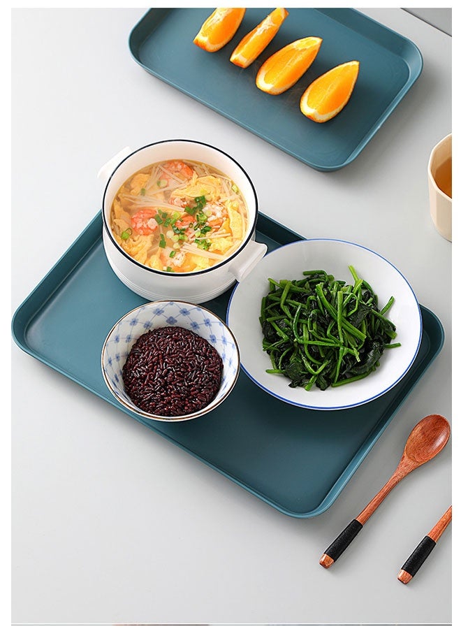 3 Pack Plastic Food Trays, Rectangular Plastic Serving Trays, Fast Food Trays, Stackable Serving Platter Set, Colorful Restaurant Serving Tray, Reusable Cafeteria Server Trays, DIY Bead Art Crafts Projects Organizer Tray for Lunch Coffee Table Restaurant Kitchen Party Fruit Drinks Desserts Snacks, 35*25CM (Gray, Green, Pink) - Image 5