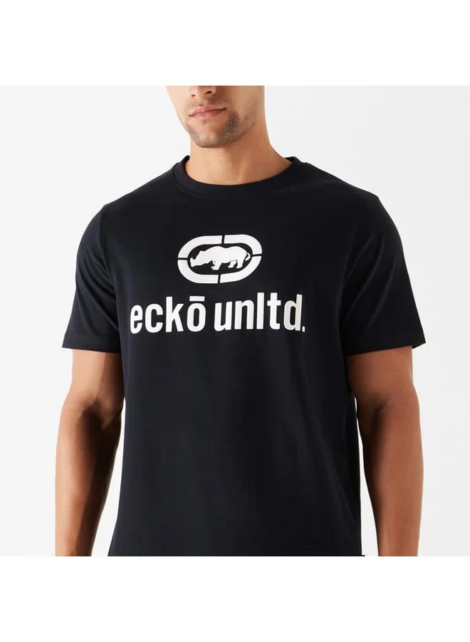 Ecko Unltd. Ecko Unltd Logo Print T-shirt with Crew Neck and Short Sleeves