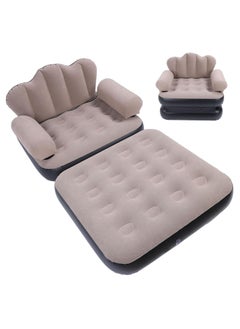 TIGER Inflatable Sofa Bed – Thickened Flocking PVC, Folded Size 100 X 98 X 90cm, 200KG Large Load Capacity – Easy to Store, Coffee Color – Perfect for Traveling, Camping, and Home Use  - Image 1