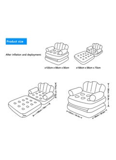 TIGER Inflatable Sofa Bed – Thickened Flocking PVC, Folded Size 100 X 98 X 90cm, 200KG Large Load Capacity – Easy to Store, Coffee Color – Perfect for Traveling, Camping, and Home Use  - Image 2