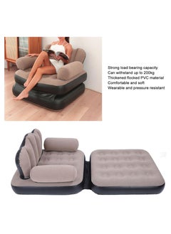 TIGER Inflatable Sofa Bed – Thickened Flocking PVC, Folded Size 100 X 98 X 90cm, 200KG Large Load Capacity – Easy to Store, Coffee Color – Perfect for Traveling, Camping, and Home Use  - Image 3