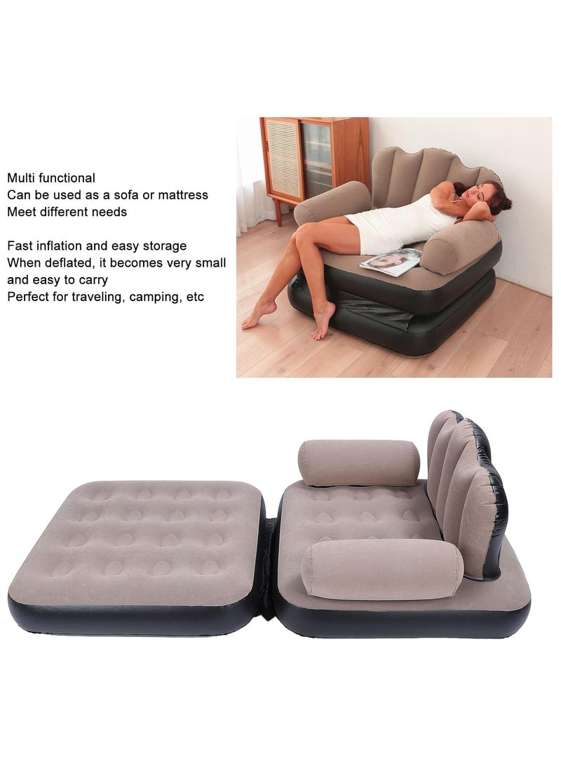 TIGER Inflatable Sofa Bed – Thickened Flocking PVC, Folded Size 100 X 98 X 90cm, 200KG Large Load Capacity – Easy to Store, Coffee Color – Perfect for Traveling, Camping, and Home Use  - Image 4