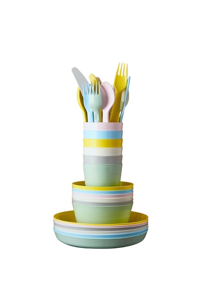 Children Dinnerware Set, Assorted Colors -  36-piece