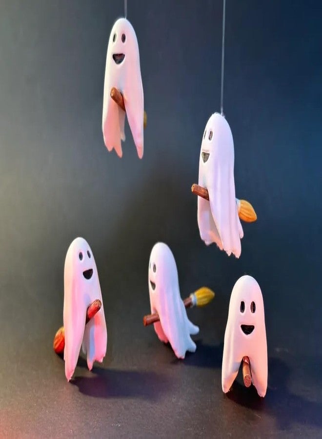 3D CRAFT Cute Flying Ghost Toy for Kids - Funny Spooky Ghost Figurine on Broomstick - Halloween Theme Collectible Decoration - Tabletop Display Toy Gift for Boys & Girls - Indoor Play & Party Props - Image 2