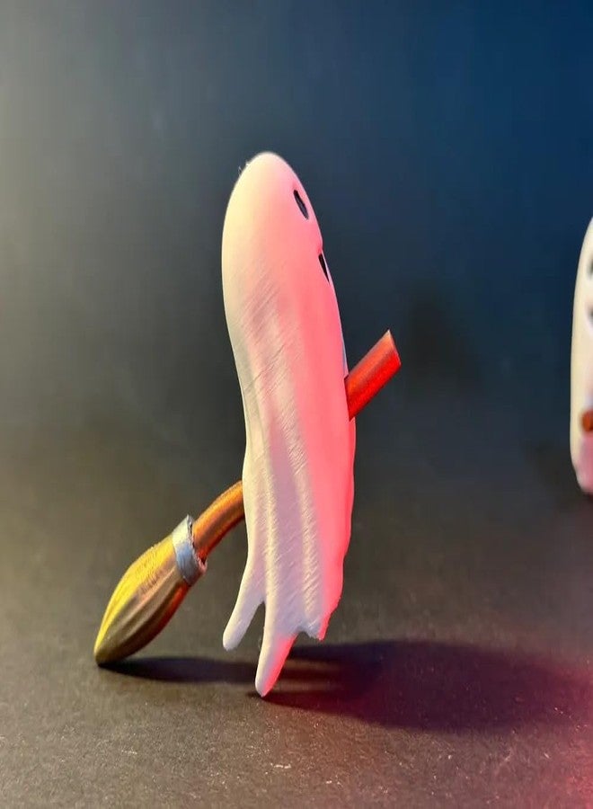 3D CRAFT Cute Flying Ghost Toy for Kids - Funny Spooky Ghost Figurine on Broomstick - Halloween Theme Collectible Decoration - Tabletop Display Toy Gift for Boys & Girls - Indoor Play & Party Props - Image 3