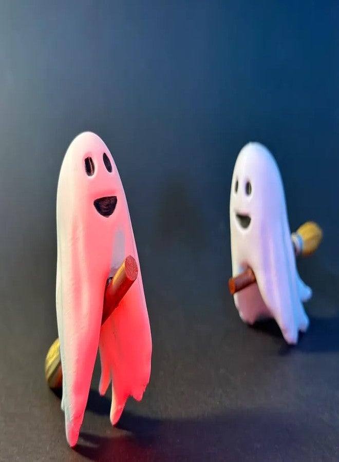 3D CRAFT Cute Flying Ghost Toy for Kids - Funny Spooky Ghost Figurine on Broomstick - Halloween Theme Collectible Decoration - Tabletop Display Toy Gift for Boys & Girls - Indoor Play & Party Props - Image 4