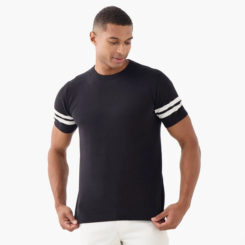 Splash FAV Stripe Detail Crew Neck T-shirt