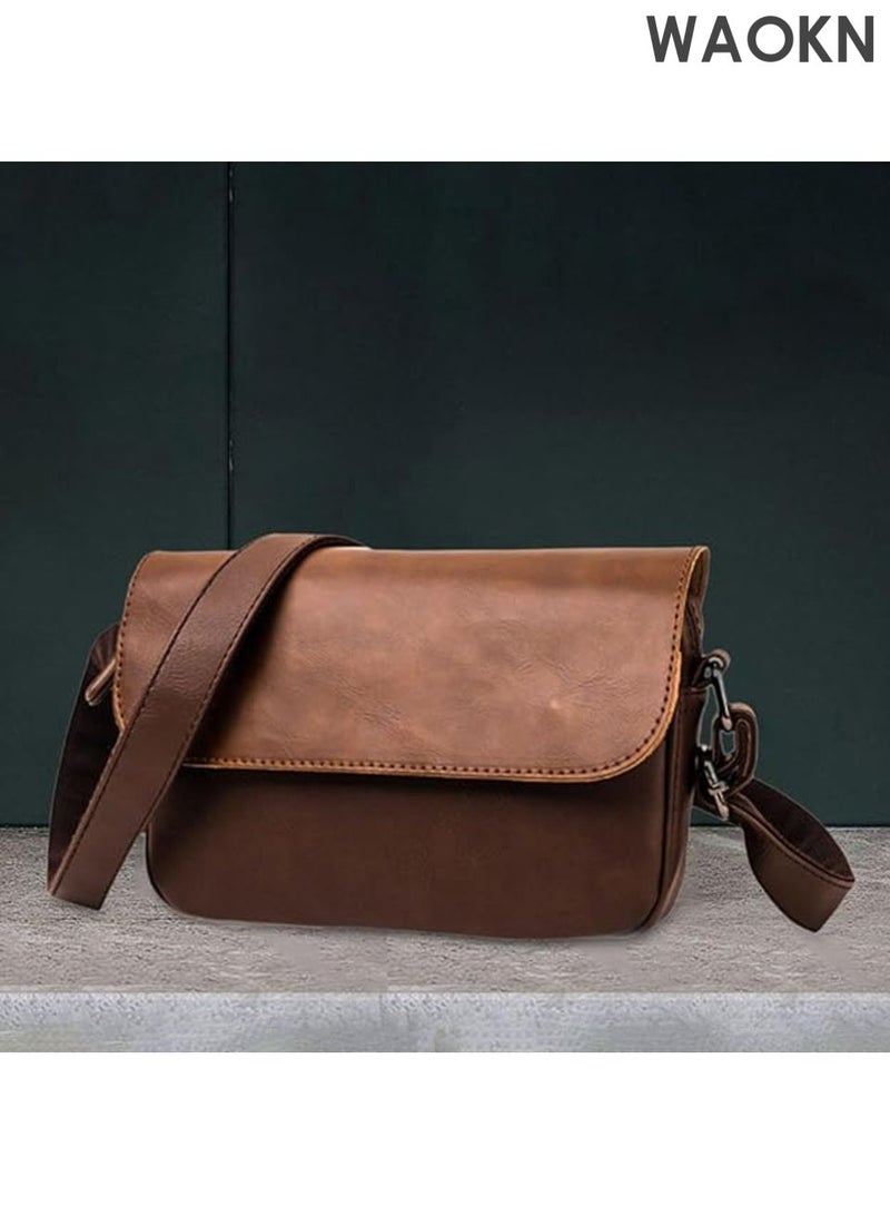 WAOKN Crossbody Bag for Business Use , PU Leather Handbag for Everyday Activities ,Casual and fashionable, lightweight and dirt resistant, waterproof and wear-resistant ,Suitable for work, shopping, and travel , unisex , brown . - Image 5