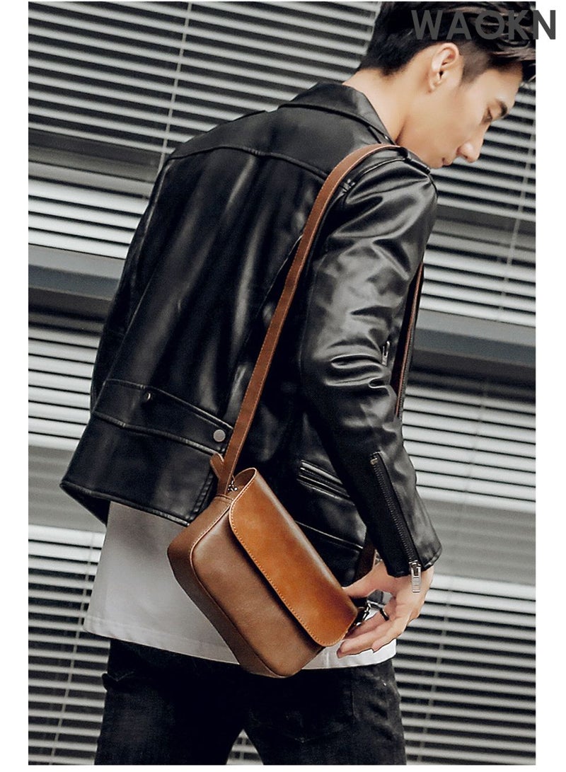 WAOKN Crossbody Bag for Business Use , PU Leather Handbag for Everyday Activities ,Casual and fashionable, lightweight and dirt resistant, waterproof and wear-resistant ,Suitable for work, shopping, and travel , unisex , brown . - Image 2