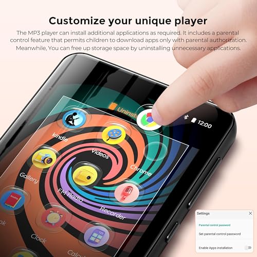 innioasis 160GB MP3 Player with Bluetooth and WiFi, innioasis Music Player with Spotify,Pandora,Amazon Music,4" Touch Screen Android MP4 MP3 Player for Kids with Libby,Audible,Spotify Kids(Black) - Image 4