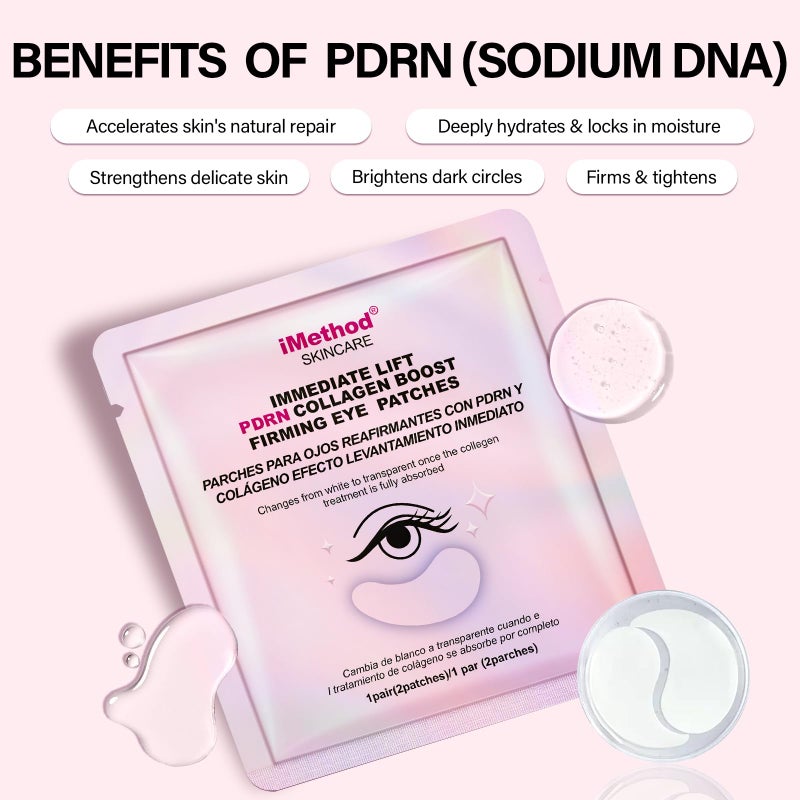 iMethod PDRN Collagen Boost Eye Patches - Under Eye Mask, Instant Lift Eye Mask for Reduce Fine Lines & Wrinkles, Firming Under Eye Patches for Dark Circles, Puffy Eyes, Eye Bags, 8 Pairs - Image 5