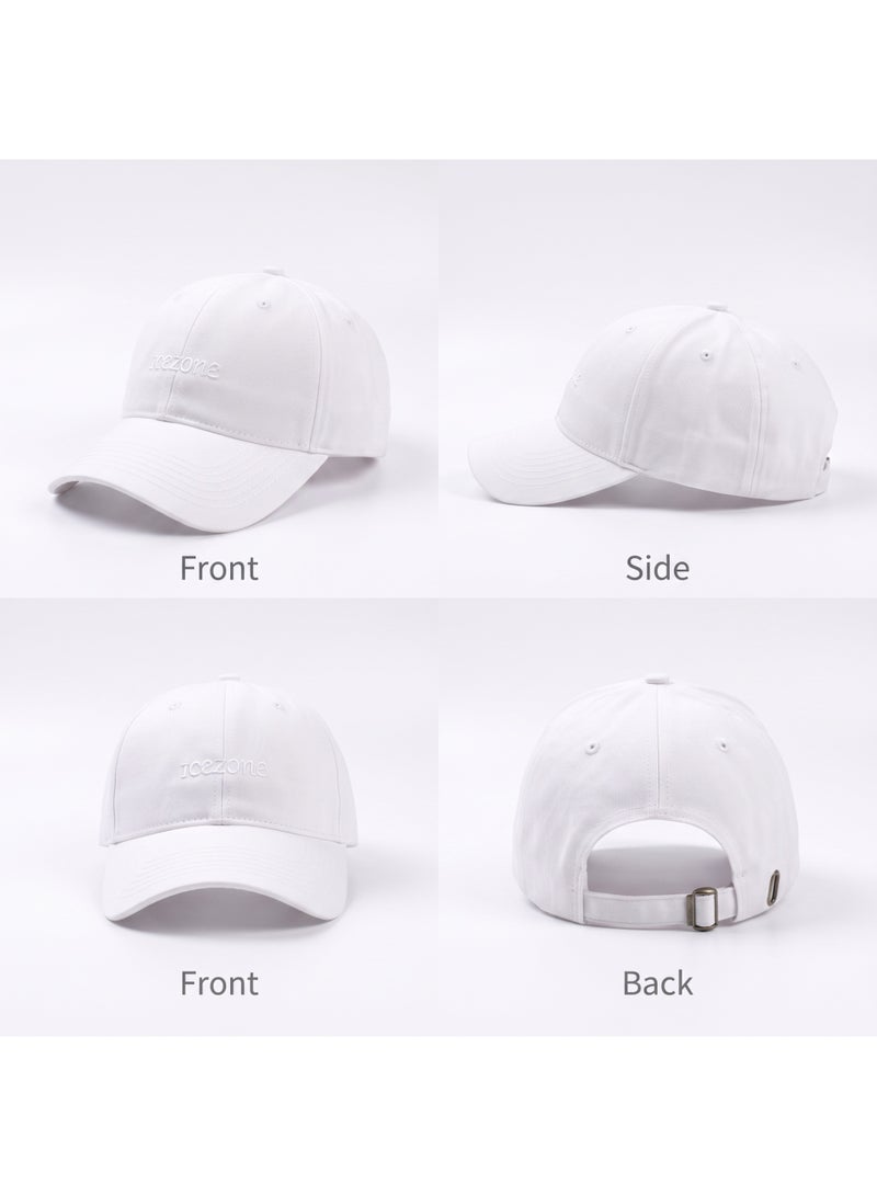 IceZone Cotton Baseball Cap with Adjustable Strap, White - Image 3