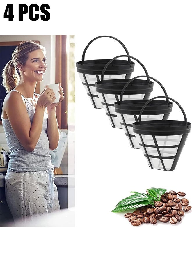HY Reusable Coffee Filter Baskets, 4Pcs Cone Coffee Maker Filters #4 Replacement Coffee Filters 8-12 Cup, Compatible with Cuisinart Coffee Makers - Image 1