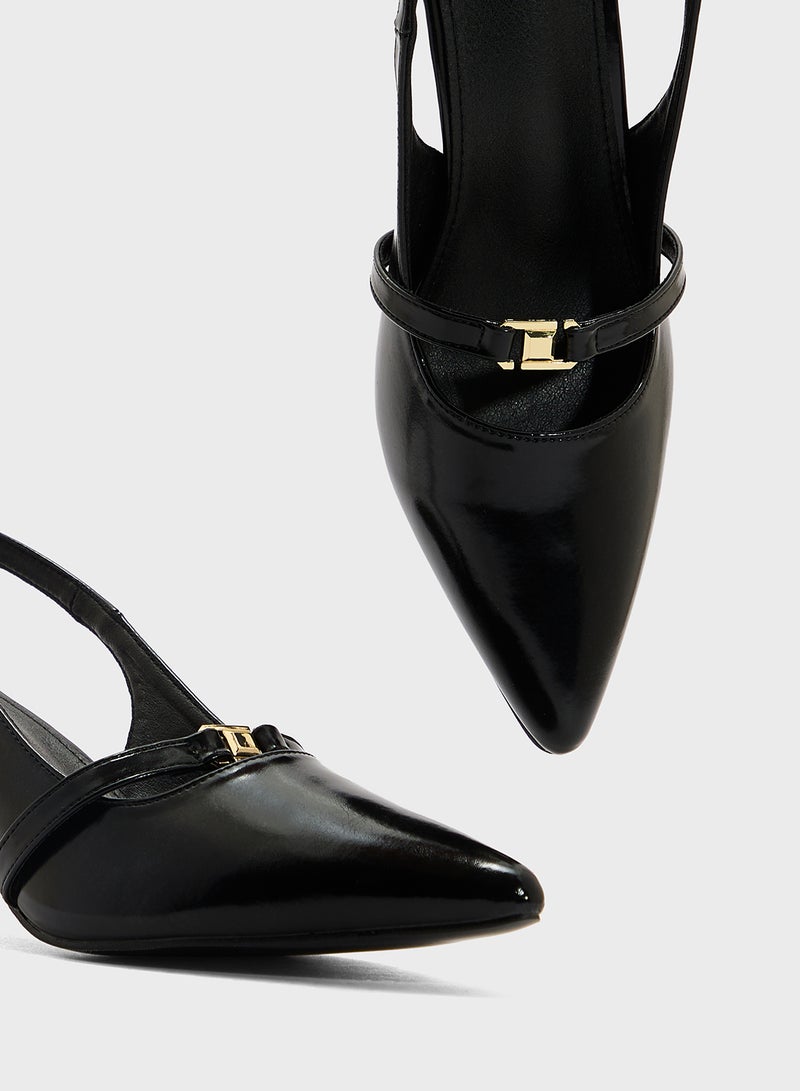 ايلا حذاء بكعب مدبب بحزام خلفي - Image 4