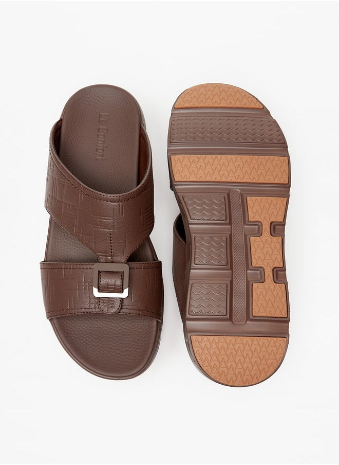 Le Confort - Men's Textured Slip-On Arabic Sandals with Buckle Detail - Image 1