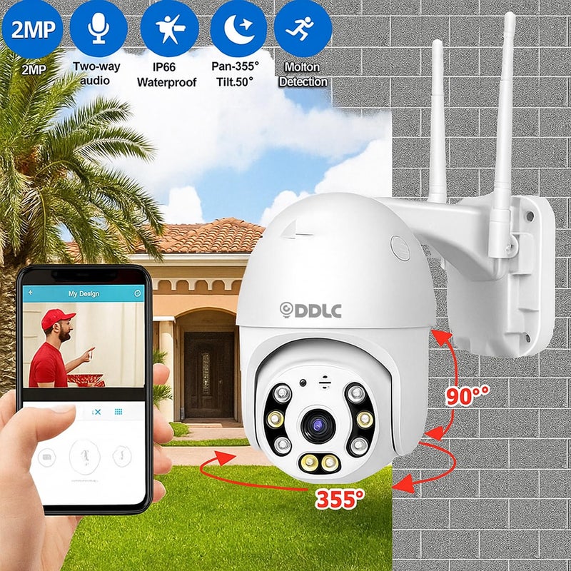 DDLC Full HD 1080P Camera Wi-Fi IP66 PTZ V380 PRO Pan Tilt Surveillance Camera, Two Way Audio/Motion Detection/Best Night Vision/Waterproof CCTV/Support Upto 64GB SD (ptz) - Image 4