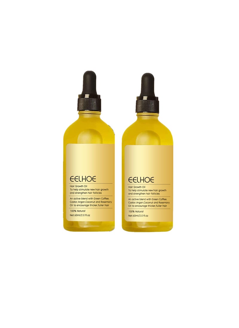 Deuiosna Carvenchi Veganic Natural Hair Growth Oil with Rosemary Scent, for Dry Damaged and Thin Hair, Colorless 2PC, 4 Fl Oz, Unisex 