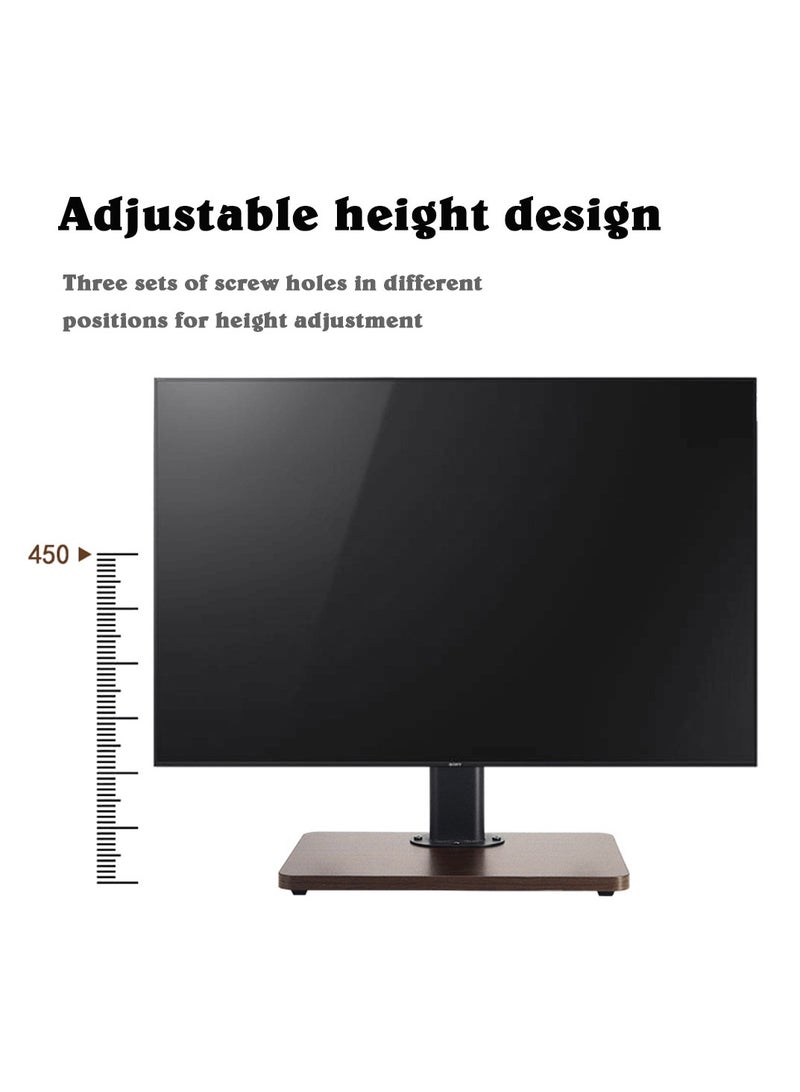 FlashHawk Wood Grain TV Stand for 26-55 Inch Screens – No-Drill Desktop Base with Height Adjustable (350-450mm), 30KG Load, 400x400mm VESA,  Universal for Curved/OLED TVs - Image 3