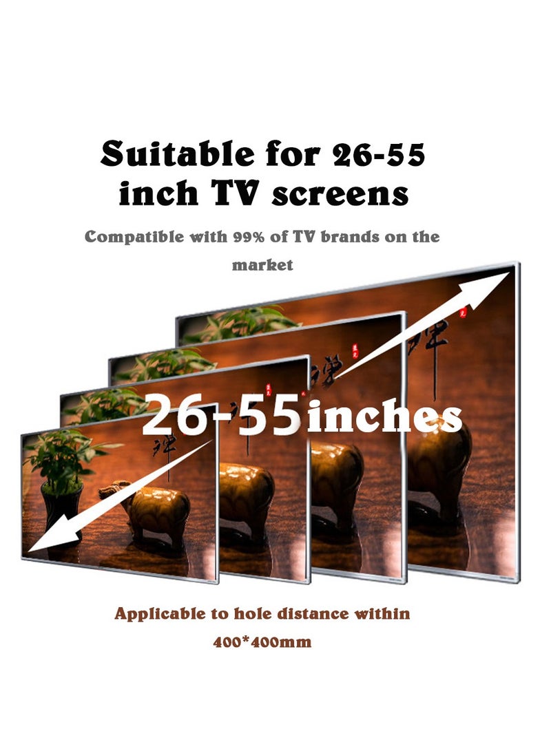 FlashHawk Wood Grain TV Stand for 26-55 Inch Screens – No-Drill Desktop Base with Height Adjustable (350-450mm), 30KG Load, 400x400mm VESA,  Universal for Curved/OLED TVs - Image 4