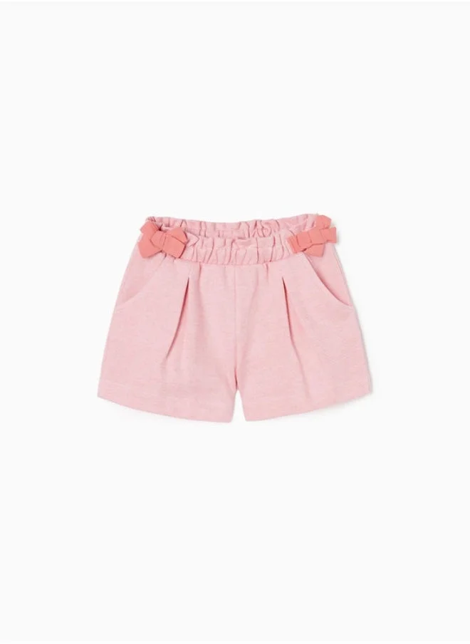 زيبي Paperbag Shorts in Cotton for Girls, Light Pink