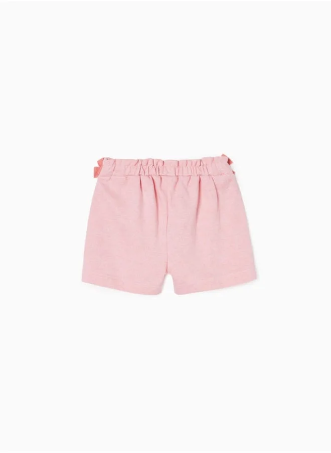زيبي Paperbag Shorts in Cotton for Girls, Light Pink