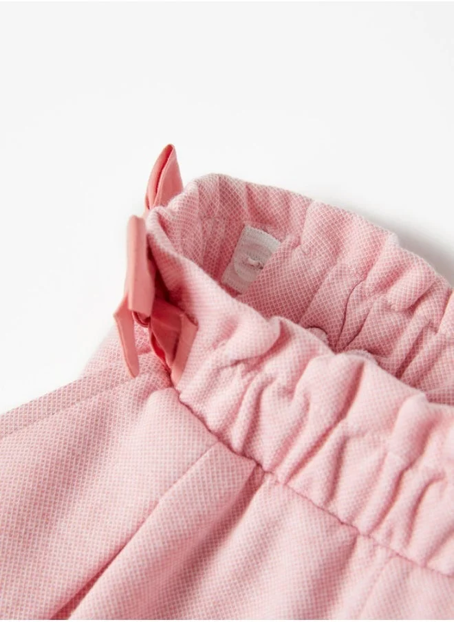 زيبي Paperbag Shorts in Cotton for Girls, Light Pink