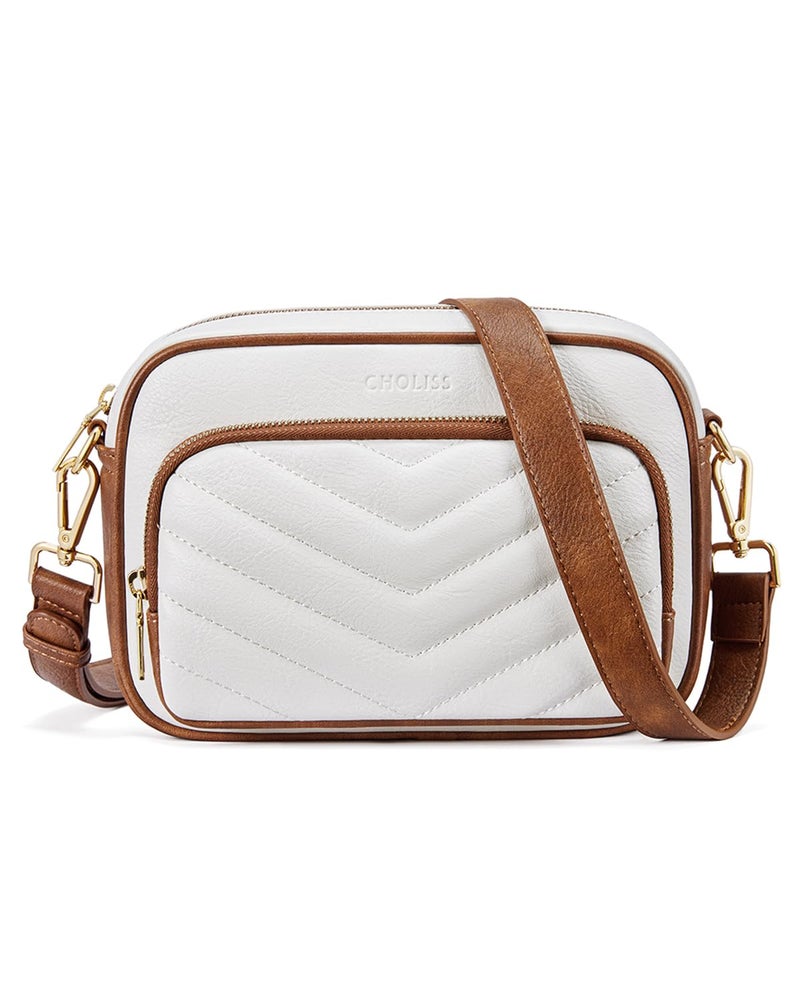 CHOLISS Quilted Crossbody Bags for Women RFID Vegan Leather Travel Purse Small Shoulder Handbags with Built in Wallet - Image 1