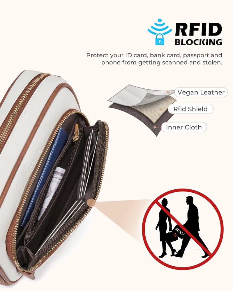 CHOLISS Quilted Crossbody Bags for Women RFID Vegan Leather Travel Purse Small Shoulder Handbags with Built in Wallet - Image 3