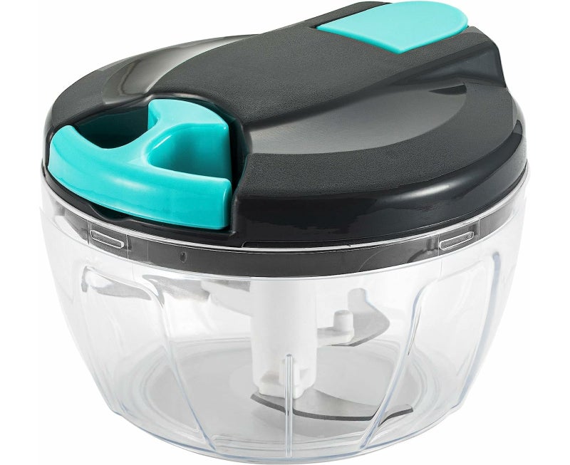 Food Chopper 500ml Stainless Steel Blades - Ergonomic Non-Slip Handle Manual Processor for Home Kitchen Cooking - Image 1