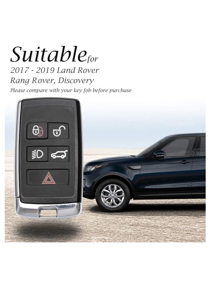 حافظة مفتاح ذكية من الجلد الطبيعي – متوافقة مع لاند روفر ديسكفري و رينج روفر، مفتاح ذكي بـ 5 أزرار – غطاء حماية جلدي باللون الأسود مع سلسلة مفاتيح جلدية - Image 2