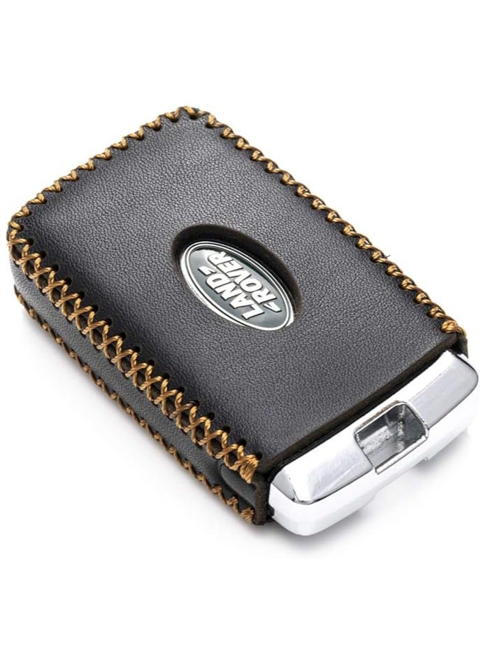 حافظة مفتاح ذكية من الجلد الطبيعي – متوافقة مع لاند روفر ديسكفري و رينج روفر، مفتاح ذكي بـ 5 أزرار – غطاء حماية جلدي باللون الأسود مع سلسلة مفاتيح جلدية - Image 3