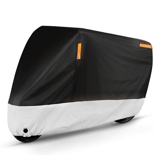 Puroma Motorcycle Cover Heavy Duty Scooter Cover Waterproof Outdoor All Season Universal Weather Quality Protection with Night Reflective, Lock Holes and Storage Bag Fits up to 105" Motorcycle Vehicle - Image 1