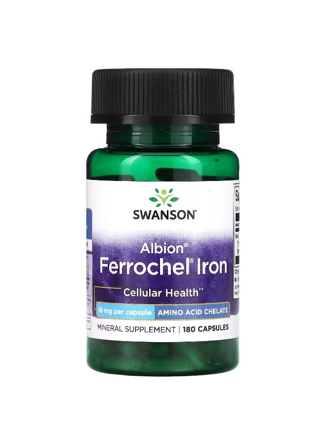 SWANSON Swanson, Albion, Ferrochel Iron, 18 mg, 180 Capsules 